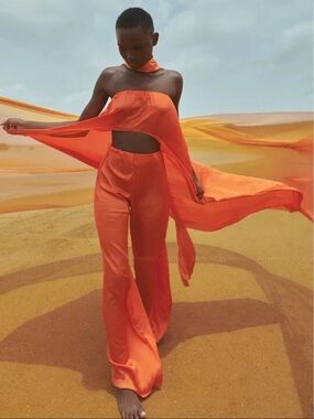 NWT $330 BAOBAB "Volare Set" top pants set in amber orange sz S